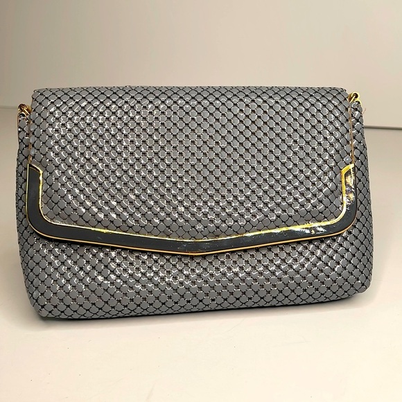 Vintage 70’s Silver Envelope Shoulder Clutch Metal Evening Bag - Picture 3 of 17